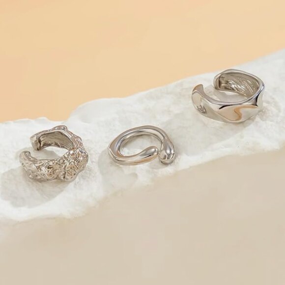 SET OF 3 :  SILVER Zara Non-Piercing Ear Cuffs Earrings - Picture 4 of 6